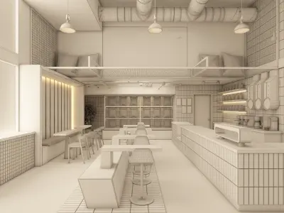 Coffee Shop 3D Industrial Style 3D model