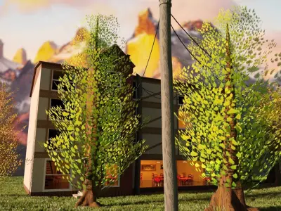 Hotel in Patagonia Low-poly 3D model