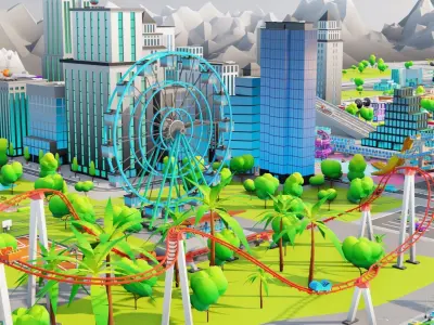 Cartoon City Pack Modular Low Poly Urban Assets Low-poly 3D model