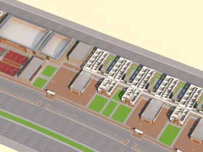 high school  exterior-interior 3D model