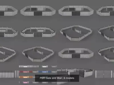 PBR Gate and Wall 3D Model Pack