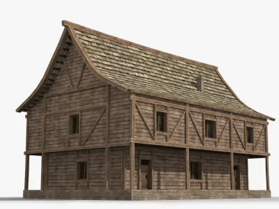 Medieval house x28 Low-poly 3D model