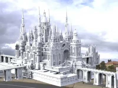 Fantasy Cathedral dome Very Grand with 4 way bridges collection 3D model