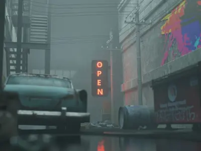 Old 3D Street Made With Blender 3D model