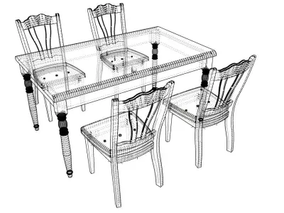 Dining set 4 seat 3D model