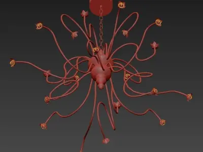 RIALTO gold chandelier with crystals hanging from it 3D model