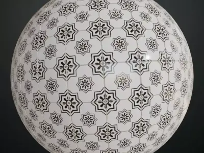 Decorative Mediterranean Star Tiles PBR Seamless Texture