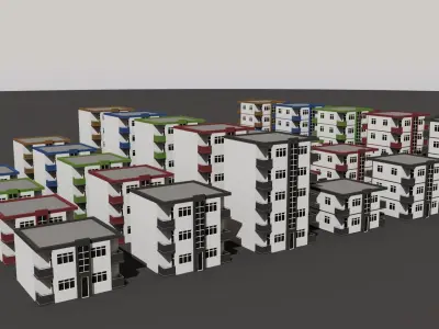 Cartoon Building Low Poly Building C 30 Variant Low-poly 3D model