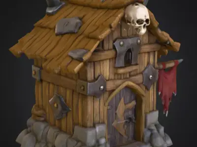 Orc House with Skull Low-poly 3D model
