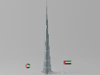 Burj Khalifa Dubai Tower 1 3D model