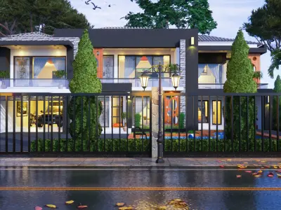 MODERN HOUSE COELEGYNE PANDURATA 3D model