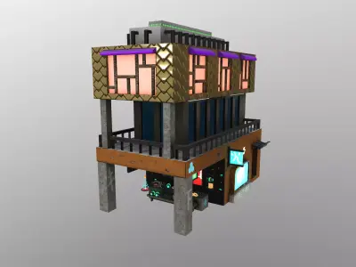 Cyberpunk City - Building 6 Low-poly 3D model