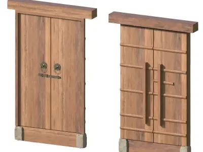 Chinese style retro other doors  old wood Chinese style 3D model
