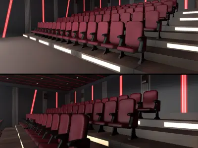 Modern Cinema Halls - 8 Scenes Low-poly 3D model