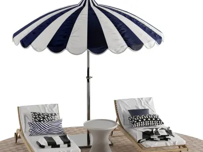 Beach lounge outdoor set 4 3D model