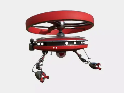Flying Robot I04 Red - SciFi Character Design Low-poly 3D model