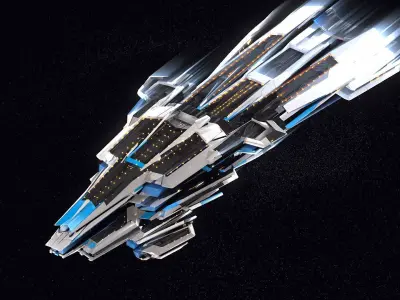 32 Lowpoly Sci-Fi Spaceship Kitbash Bundle Pack Bundle Package 2 Low-poly 3D model