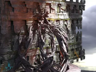 Forest Sci fi fi temple wall 2  3D model
