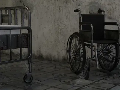 Haunted Hospital Ward Room Low-poly 3D model