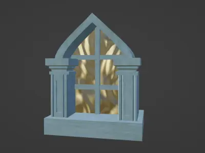 Blender Window Vintage Blue Classic Architecture Glass Church Low-poly 3D model