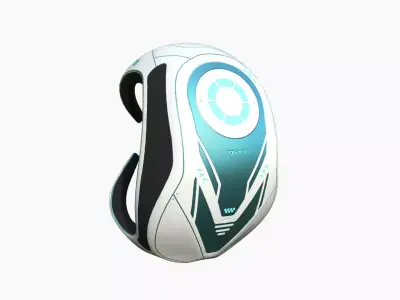 SciFi Backpack G04 White Blue - Fashion Character Design Low-poly 3D model