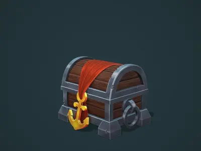 Stylized pirate chest Low-poly 3D model