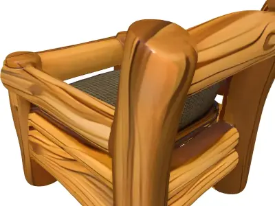 Rustic Log Cabin Armchair Low-poly 3D model