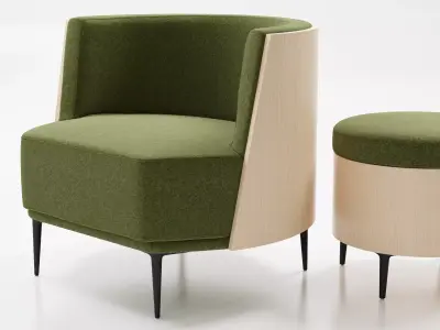 Pergy lounge chair and ottoman 3D model