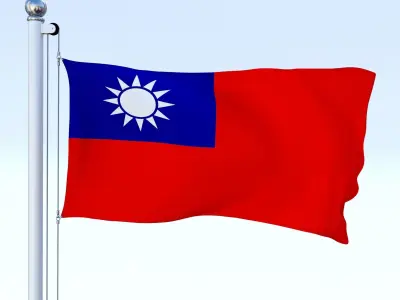 Animated Taiwan Flag Low-poly 3D model
