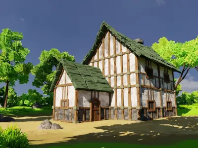 Medieval House 5 With Environment Low-poly 3D model