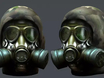 helmet Gas mask  3d model military combat Low-poly Low-poly 3D model