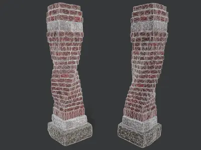 Stone and Brick Column Low-poly 3D model