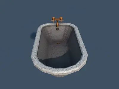 Bath bathroom-interior Low-poly 3D model