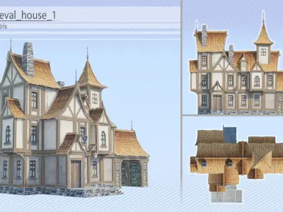 Low-poly medieval houses Low-poly 3D model