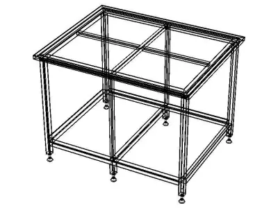 Custom Steel Table With Undershelf 3D model