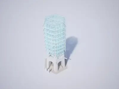 Hexagon Glass Observation Silk Road Tower 3D model