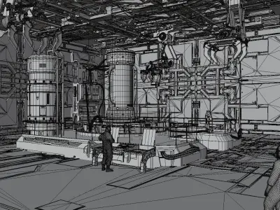 Sci Fi Laboratory Low-poly 3D model