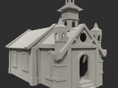 3D Game House with PBR Texturing Low-poly 3D model