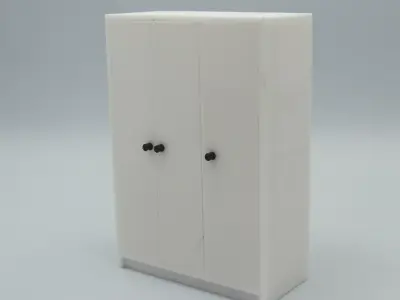 Simple Wardrobe with functional doors and hanger support 3D print model