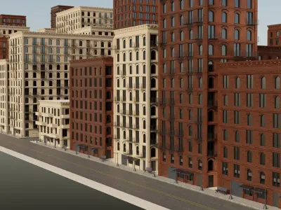 sample city modular package Low-poly 3D model
