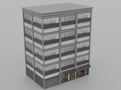10 low-poly urban buildings Low-poly 3D model