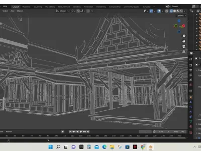 Thai architecture  songthai ancient Low-poly 3D model