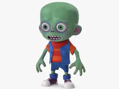  Cartoon Zombie Green in a Blue Costume 