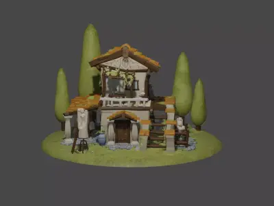 village house Low-poly 3D model