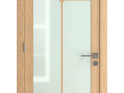 Door-025 interior door in oak with frosted glass 3D model
