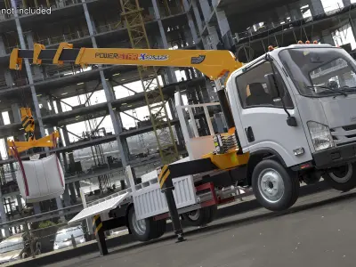  Isuzu NPR Manipulator Crane Lifts Cargo 