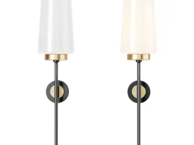 Pair French Glass and Brass Sconces by Stilnovo 3D model