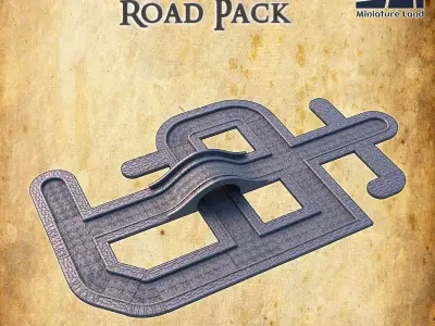 Modular Paved Road Tabletop Terrain 28 MM 3D print model