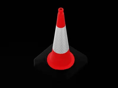 Tall Street Cone  Low-poly 3D model