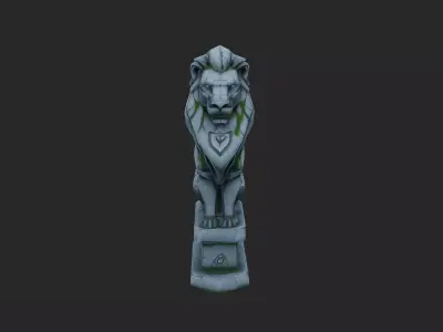 Stylized Lion Statue Low-poly 3D model